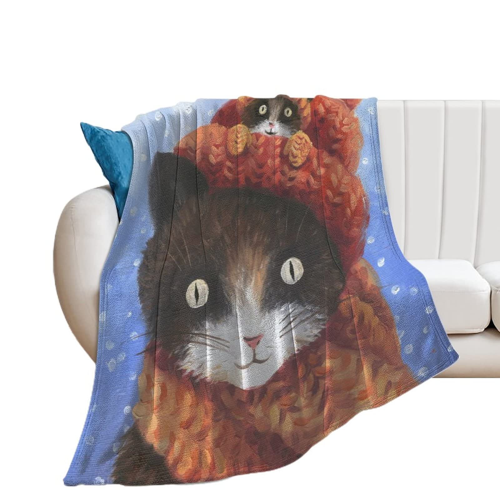 Couverture polaire chat mignon en flanelle 100x130cm pour lit et canapé