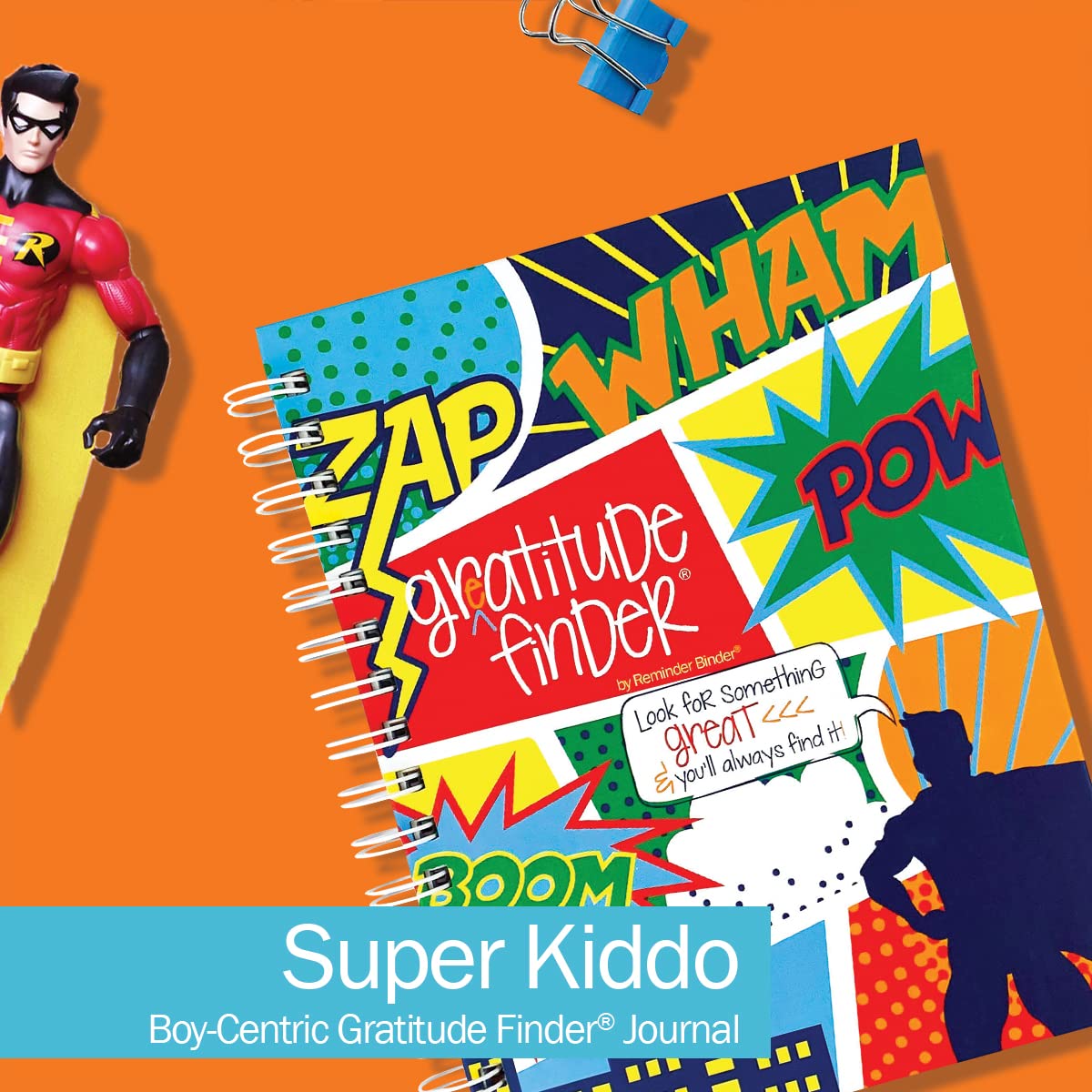 Denise Albright Gratitude Finder® - Diario de 52 semanas sin fecha para niños con 177 calcomanías totalmente geniales ilustradas a mano (Super Kiddo)