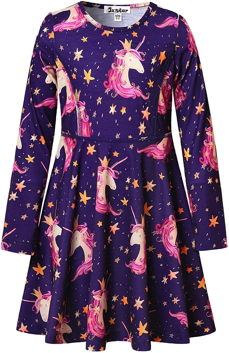 Jxstar Girls Long Sleeve Dresses Kids Cotton Fall Winter Swing Twirl Clothes