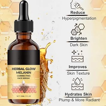 2PCS Herbal Glow Melanin Correcting Facial Serum -Brightening Facial Serum,Rapid Dark Spot Correcting,Dark Spot Remover Serum for Melanin Correcting,Improve Dry Skin&Smooth Skin,Reduce Blemishes