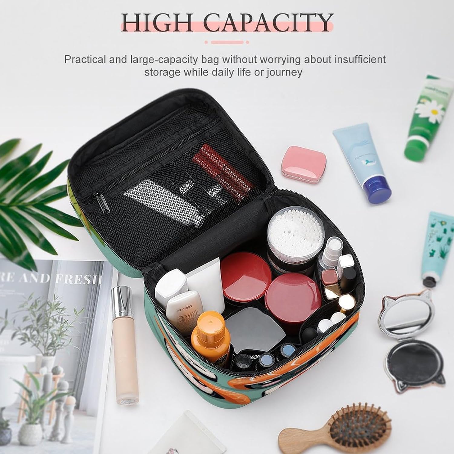 Sushi Travel Makeup Bags Large Capacity Cosmetic Bag for Women Portable Makeup Artist Organizer Bags Waterproof Make Up Bag Lightweight Hand-held Makeup Case image 4