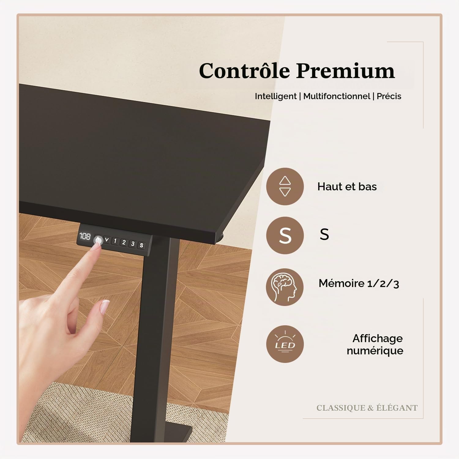 Klicelor Bureau d'angle en L réglable en Hauteur électrique 150x125 cm