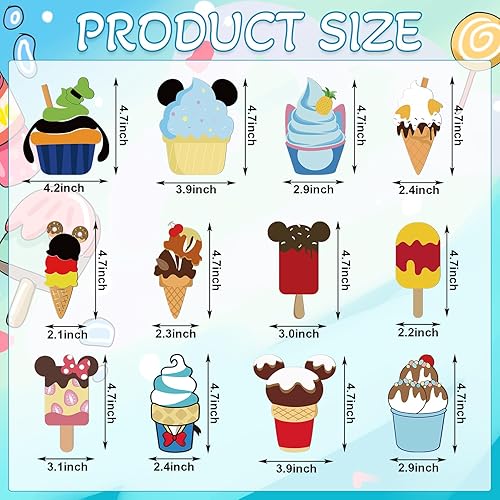 Miniatura 2 de Qweryboo 12 unidades de nevera de Navidad de verano, lindo imán de helado de ratón para puerta de automóvil, nevera, pizarras blancas para