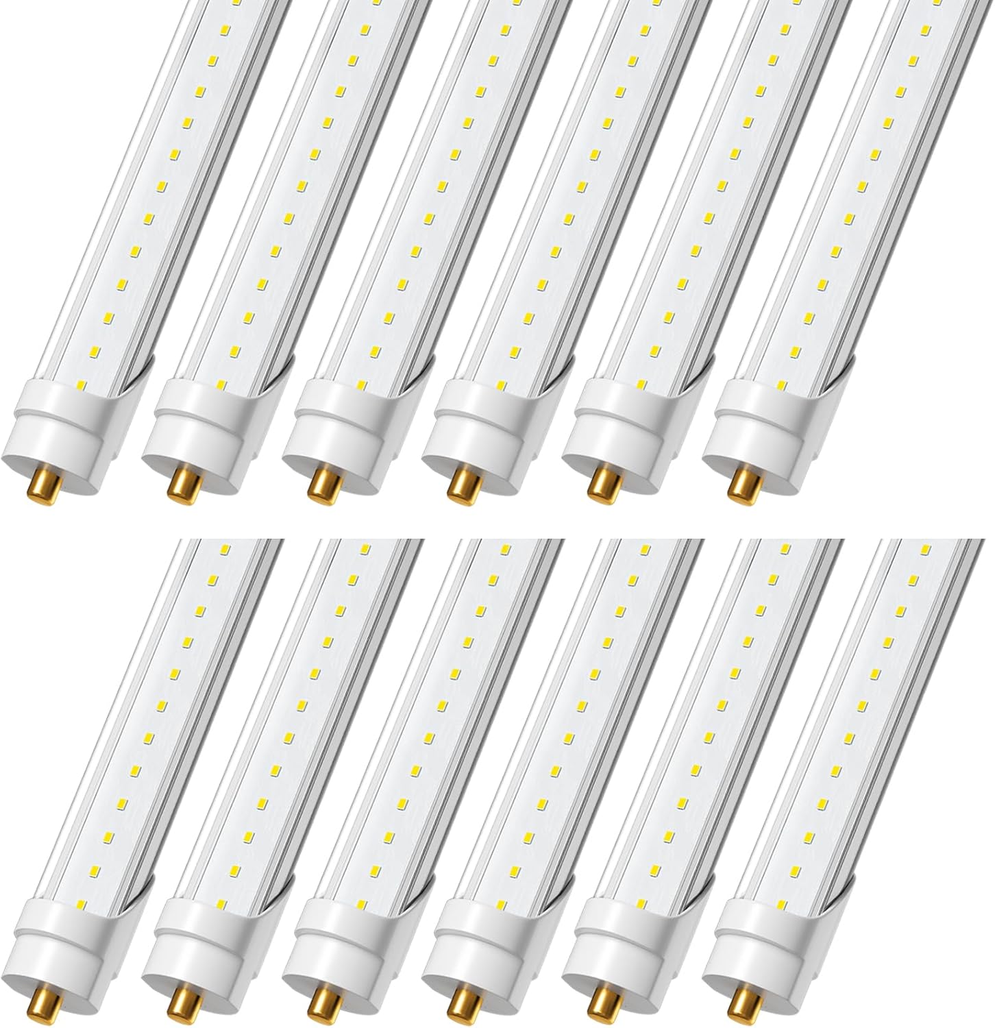 8 Foot Led Lights, T8 96" 45Watt FA8 Single Pin LED Shop Lights 5850LM, Ballast Bypass, 6000k, F96 8ft Led Bulbs Fluorescent Replacement,Workshop, Warehouse, Clear Cover(12 Pack)