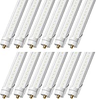 ONLYLUX 8ft T8 LED Bulbs 45W 5850LM 6000K Daylight FA8 Single Pin, Ballast Bypass Clear Cover - 12 Pack Shop Lights