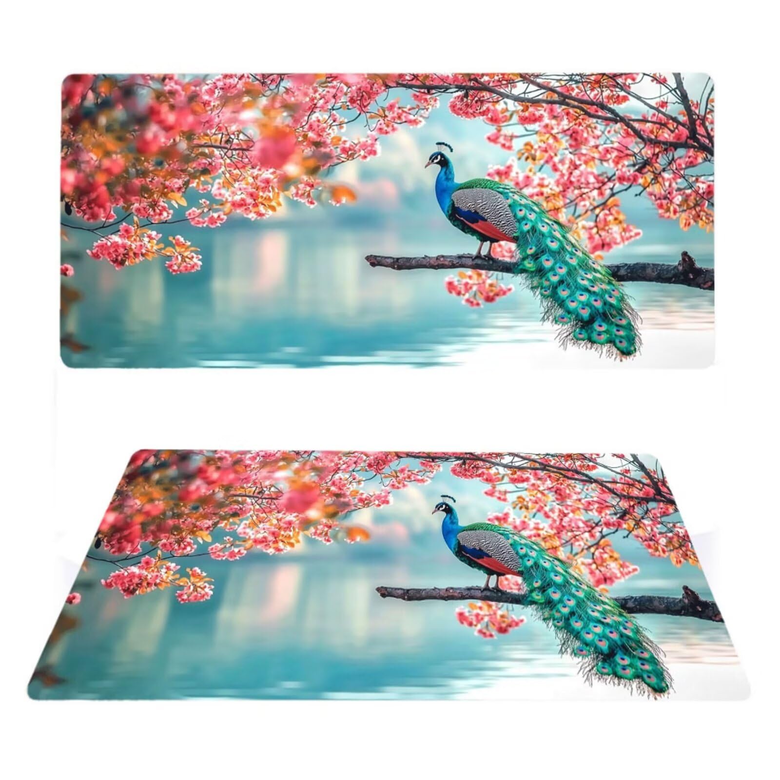 Podkładka pod mysz pawia matowa, podkładka pod mysz do gier XXL 1200 x 600 x 5 mm, podkładka na biurko dla graczy, bardzo duża bezszwowa mata na stół dla graczy, antypoślizgowa podstawa, wodoodporna