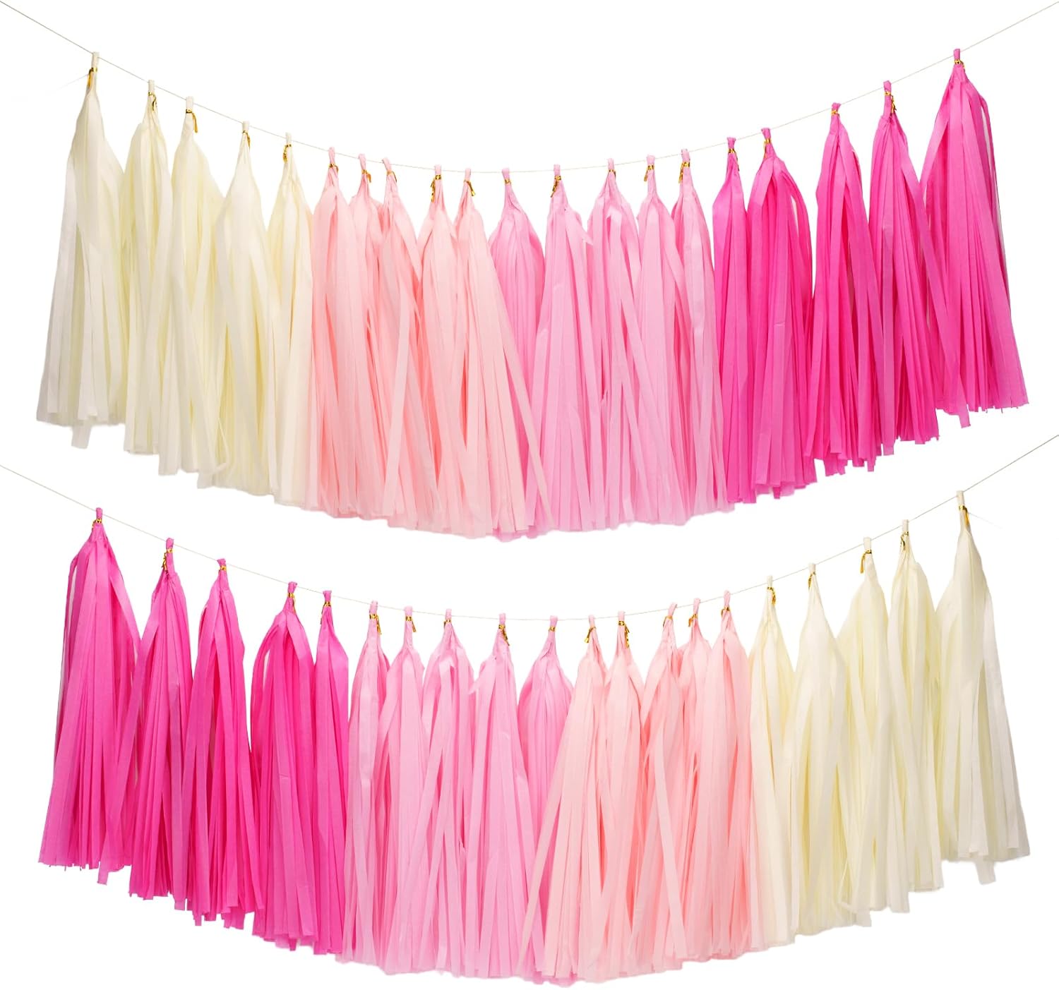 G2PLUS Pastel Pink Tissue Tassels Garland, 20PCS Tissue Tassels Banner