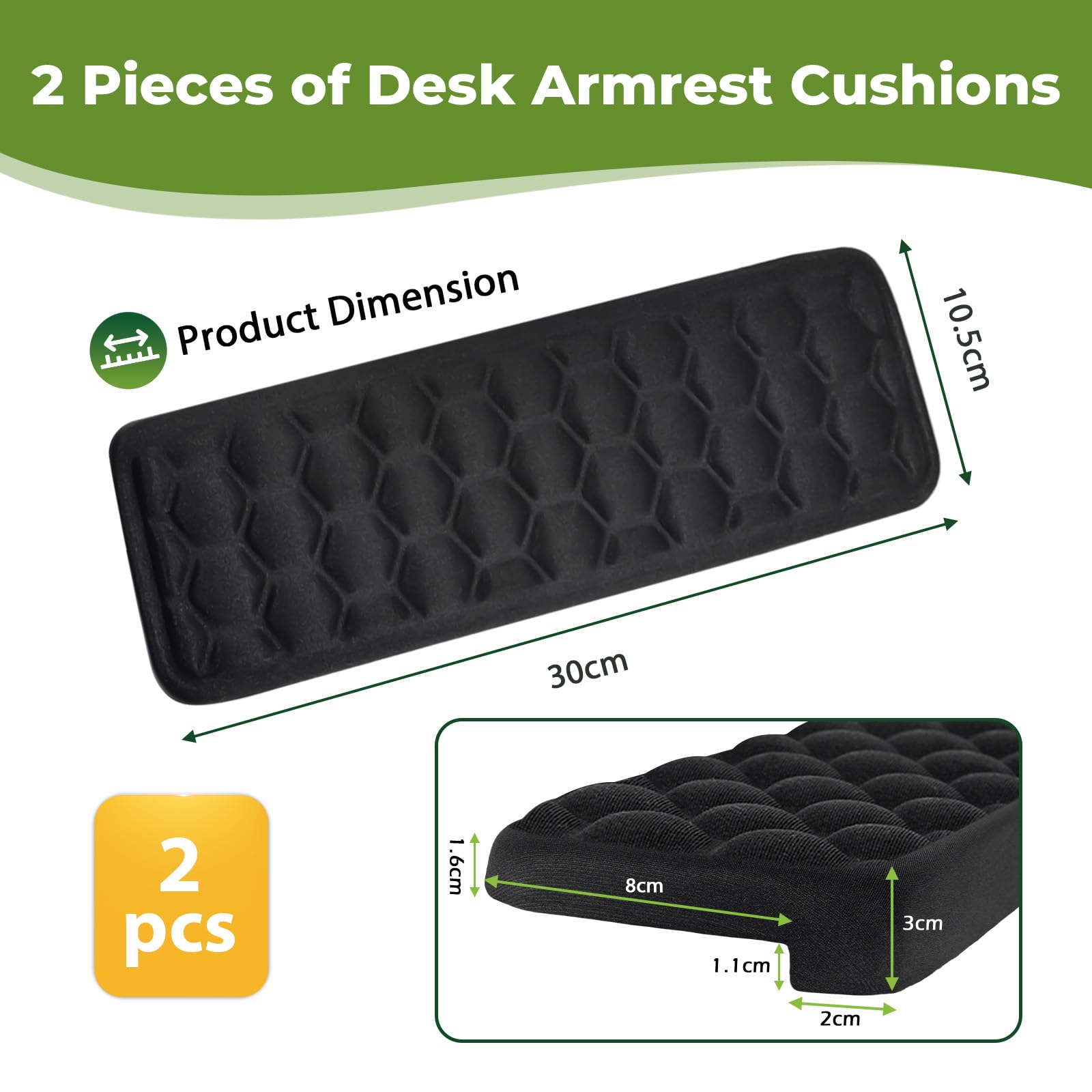 2 Piezas Reposamuñecas y Codos con Soporte de Escritorio en L, Material Transpirable y Acolchado, Antideslizante 30 cm para el Borde de Mesa o Escritorio