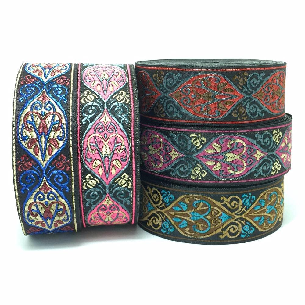 Ribbons For Gift Wrapping Ribbon For Fabric Satin Ribbons 6 Cm Szeroki Tkana Wstążka Żakardowa Klasyczna Totem Design Do Akcesoriów Kurtynowych I Odzieży 10 Jardów Za Dużo-Purpurowy_30Mmx10Yard.