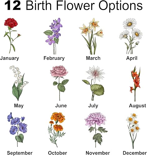 Miniatura 7 de Birth Flower - Vaso personalizado con asa y nombres, taza de viaje personalizada de 40 onzas, tazas de viaje de acero inoxidable con aislamiento