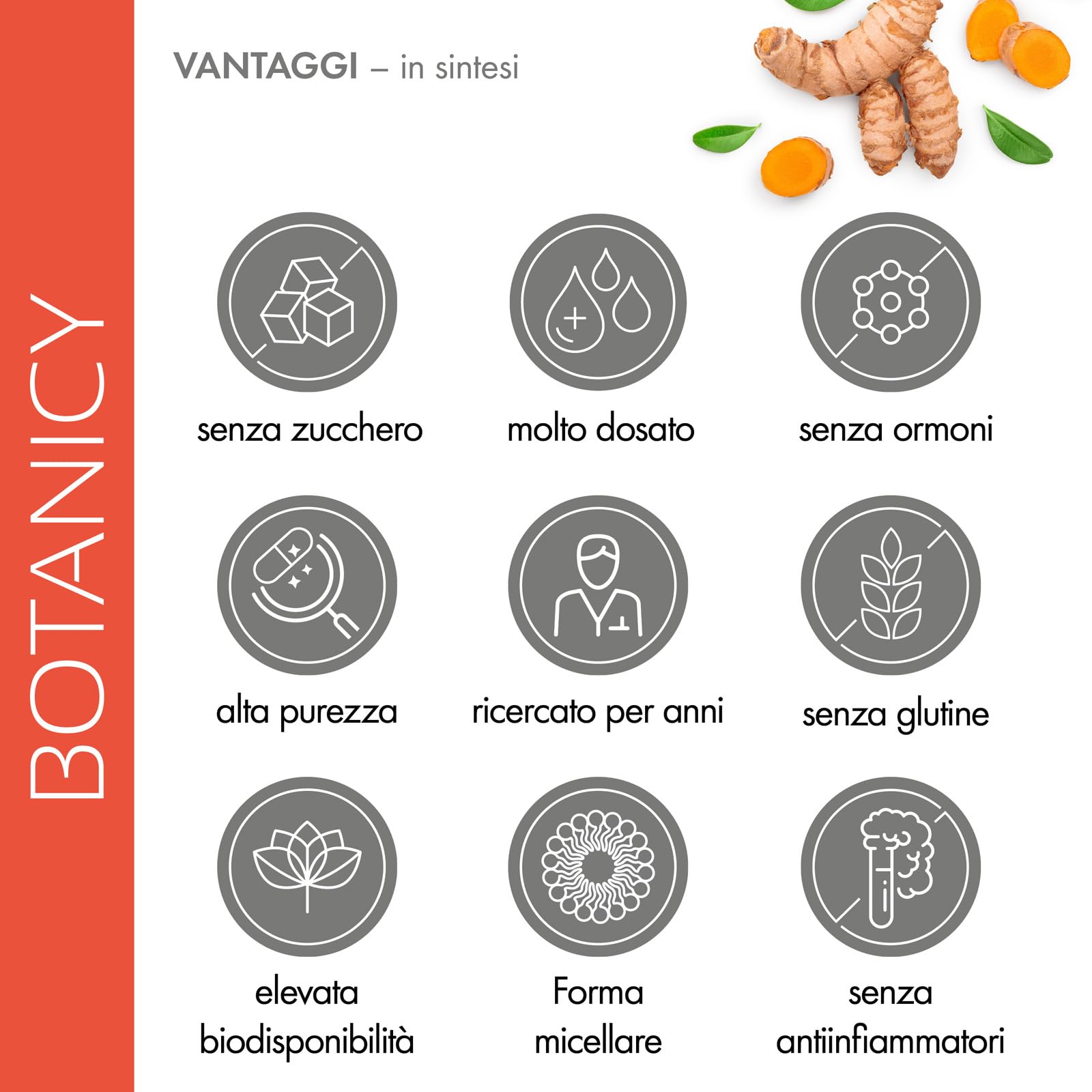 Botanicy CURCUMA + BOSWELLIA forte - 60 capsule di curcuma e incenso con materia prima NovaSOL - con vitamina D3 per ossa & muscoli - alta biodisponibilità, alto dosaggio