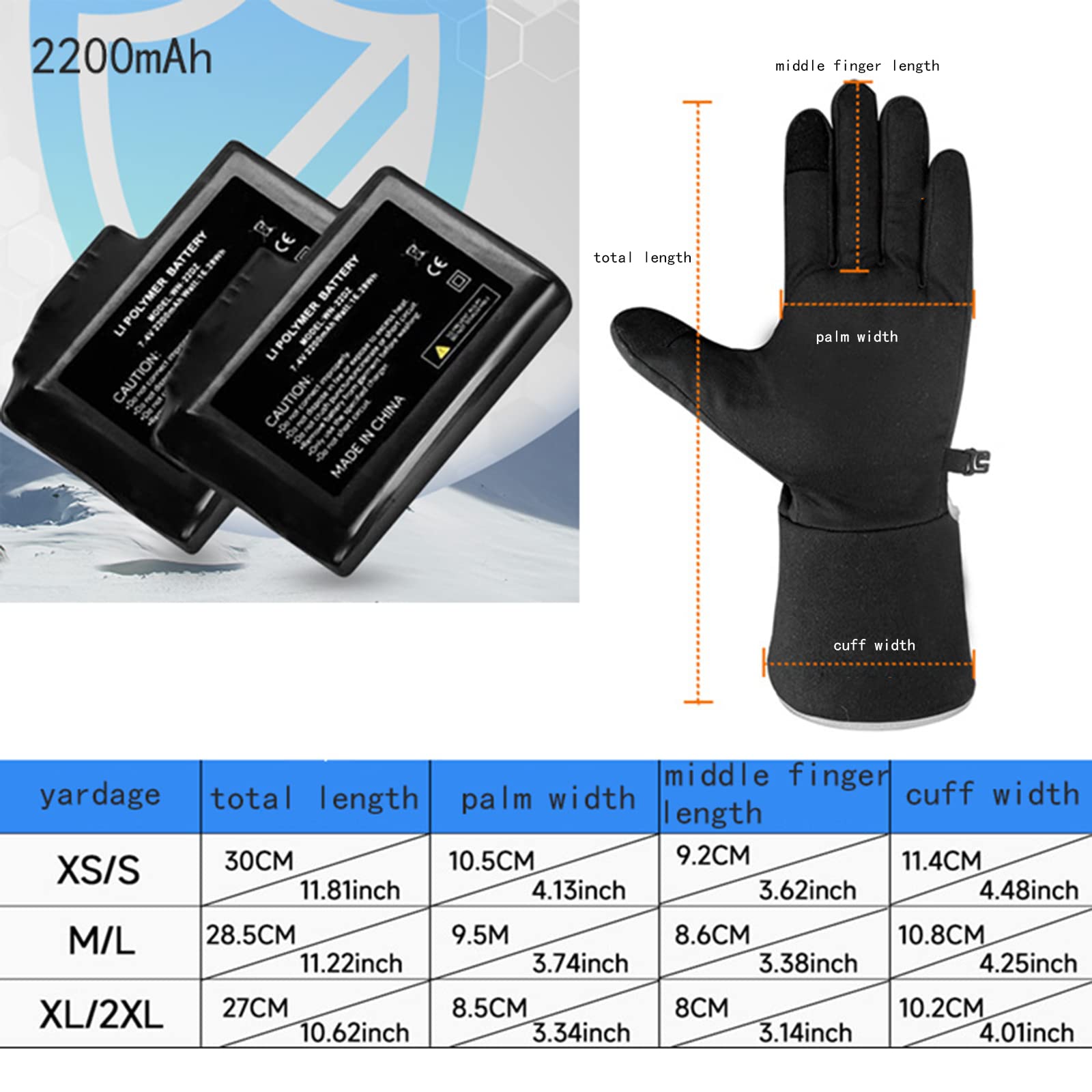 CHEWYNP Guanti da Moto Riscaldati, Guanti Riscaldati Elettrici Guanti da Campeggio Scaldamani con Batteria Ricaricabile Guanti Impermeabili per Esterni Guanti Termici con Touch Screen Fing