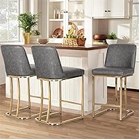 Vista 26 de Sophia & William Taburetes de bar de 24 pulgadas para isla de cocina, taburetes de bar de altura de mostrador con respaldo, sillas de bar modernas