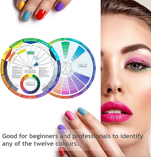 Miniatura 6 de Mcbazel Rueda de 3 guías de mezcla de colores, guía de aprendizaje de mezcla de pintura, herramienta de enseñanza de clase de arte para maquillaje,