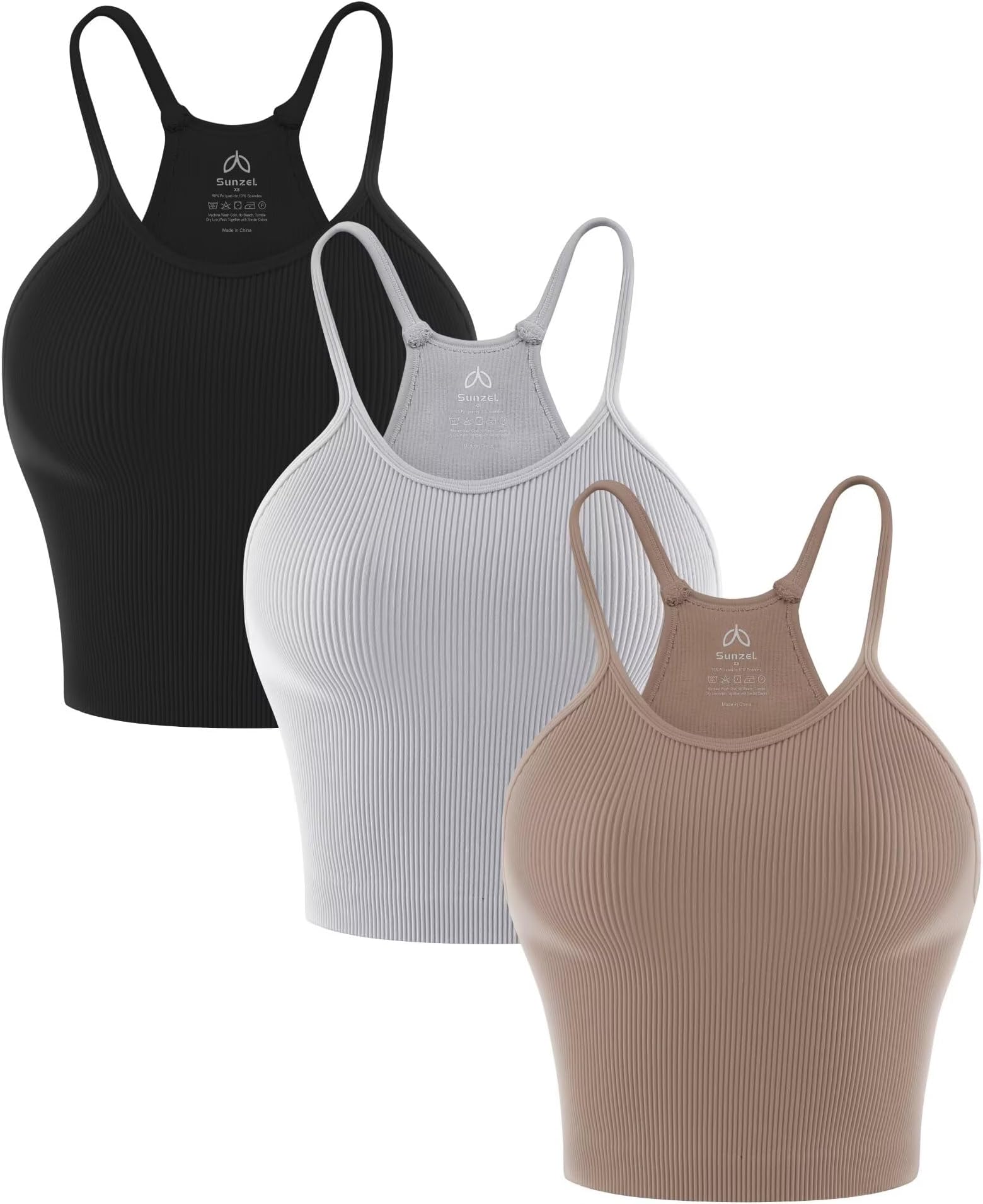 Free to Be Tank, Crop Ribbed Tank Tops Seamless Racerback Camisoles No pad Camis Cropped Workout Gym Yoga Brami