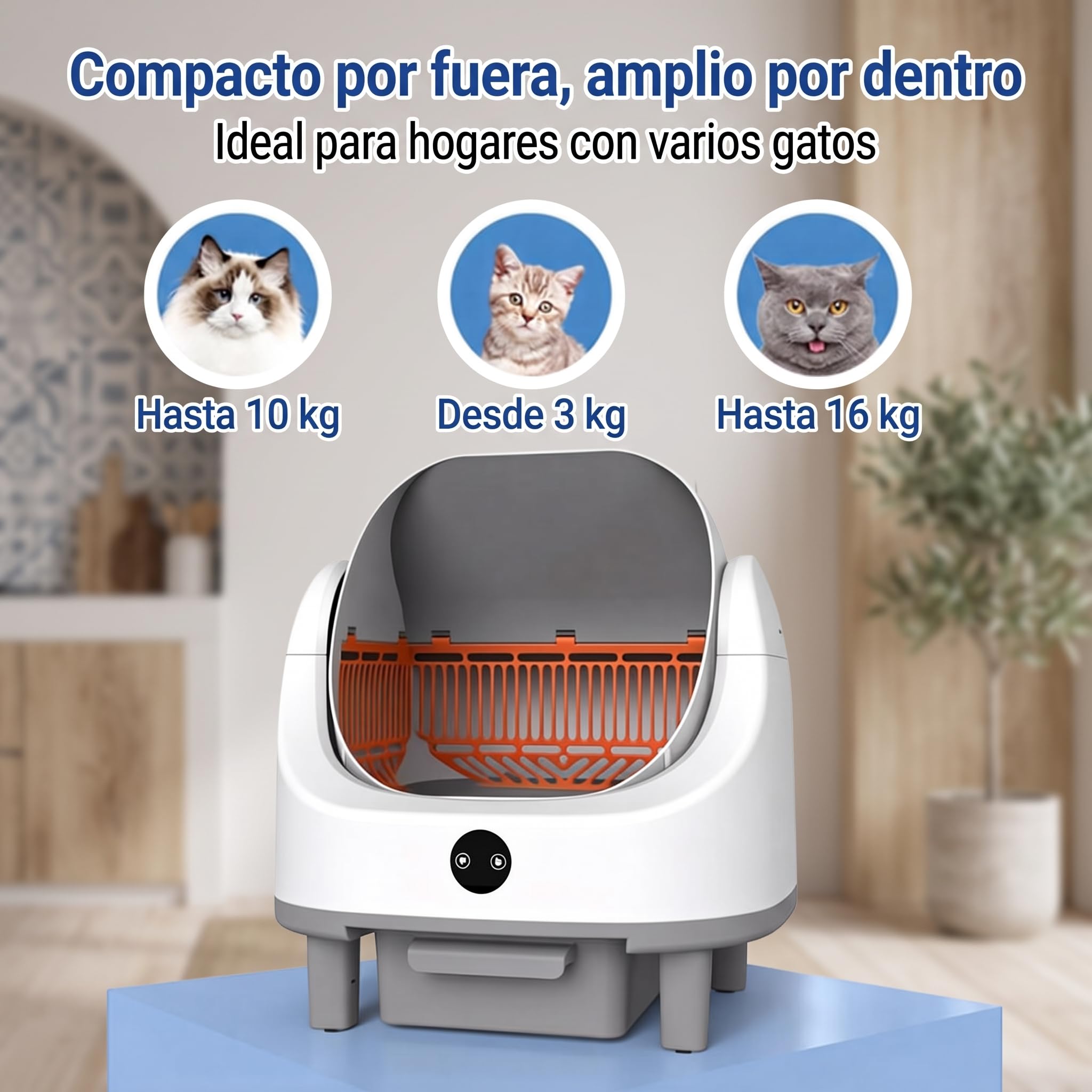 Garvee Arenero Automático con App, Autolimpiable, 11 Sensores, 9 L