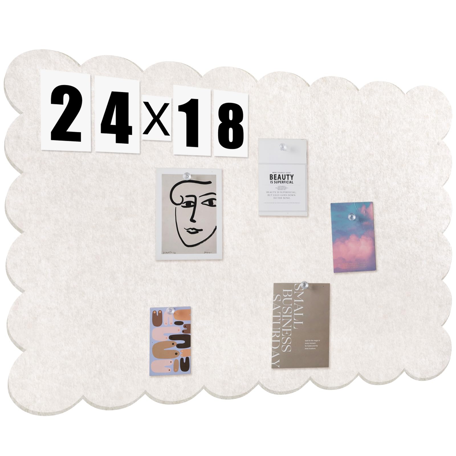 Mooliwe Scalloped Felt Bulletin Board 24 x 18 Inches Foldable Camel Pin Cork Board Alternative for Wall, 2' x 1.5' Trifold Picture Vision Self