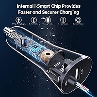 Vista 4 de [Certificado Apple MFi] Syncwire Cargador de coche iPhone 4.8A/24W Cargador rápido de teléfono para coche, encendedor de cigarrillos, adaptador USB