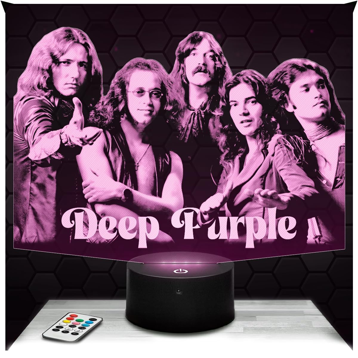 Lampephoto.fr - 3D Lamp D. Purple British Rock Band Touch LED Night Light, 3D Hologram Effect, Christmas Birthday Gift Idea for Men and Women, Bedroom Decoration Object