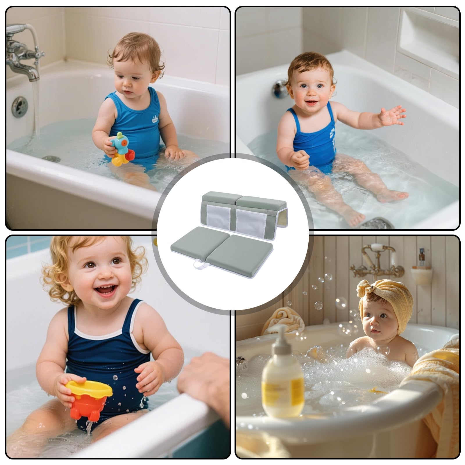 Ergonomisches Kniekissen mit sicheren Saugnäpfen und einfacher Aufbewahrung Dickes Baby Bade Kniepolster für die Badezeit von Kleinkindern Rutschfestes Badezubehör für Kleinkinder