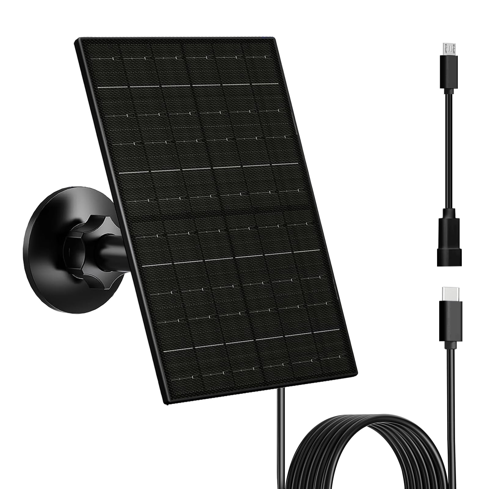 Zivif Panel słoneczny 6 W do kamer bezpieczeństwa, ładowarka solarna 5 V, kompatybilna z kamerami z akumulatorami, z portem USB-C i micro USB, wodoodporność IP66, regulowany uchwyt 360° i kabel 2,2 m