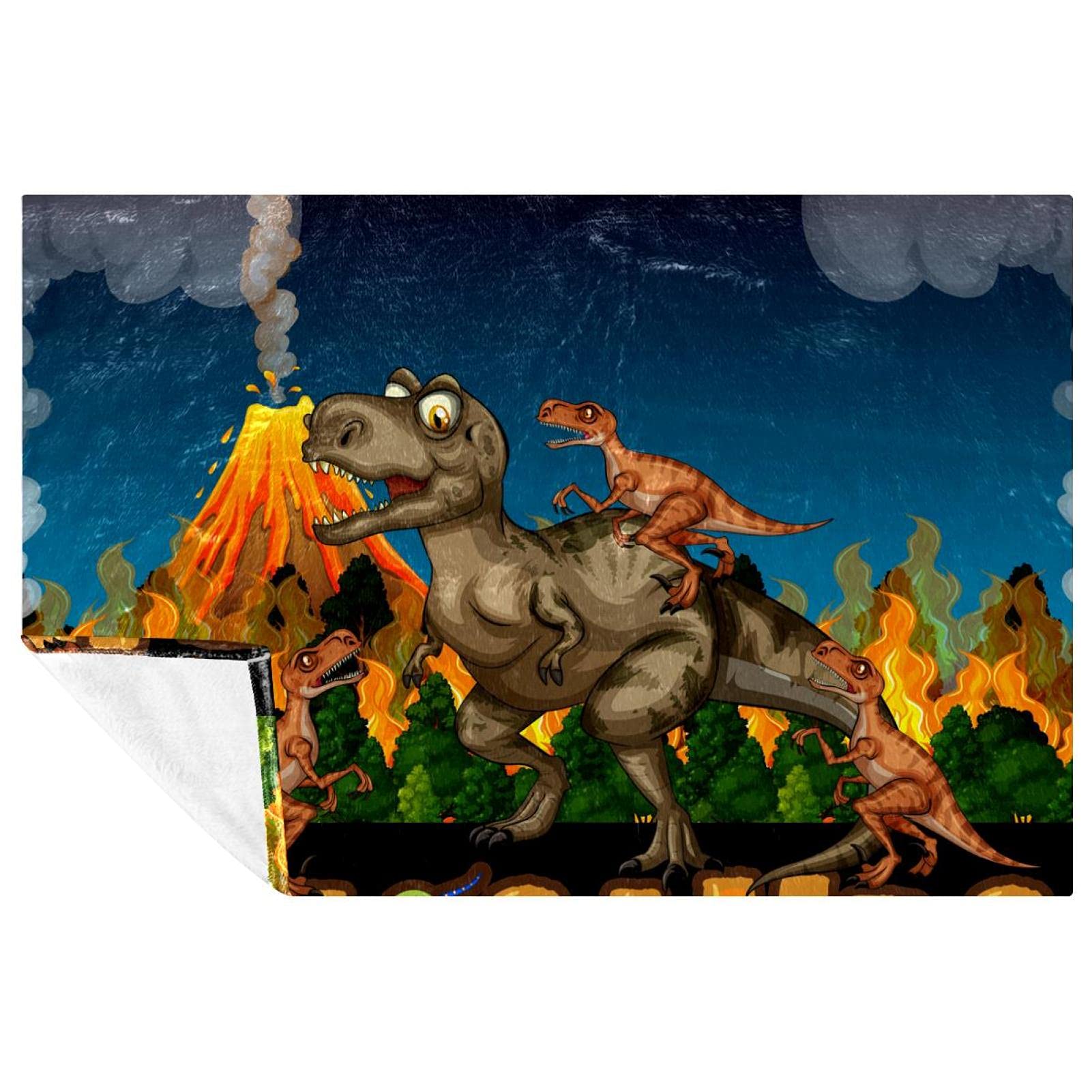 Couverture dinosaure 150x100 cm pour lit, canapé et pique-nique en famille