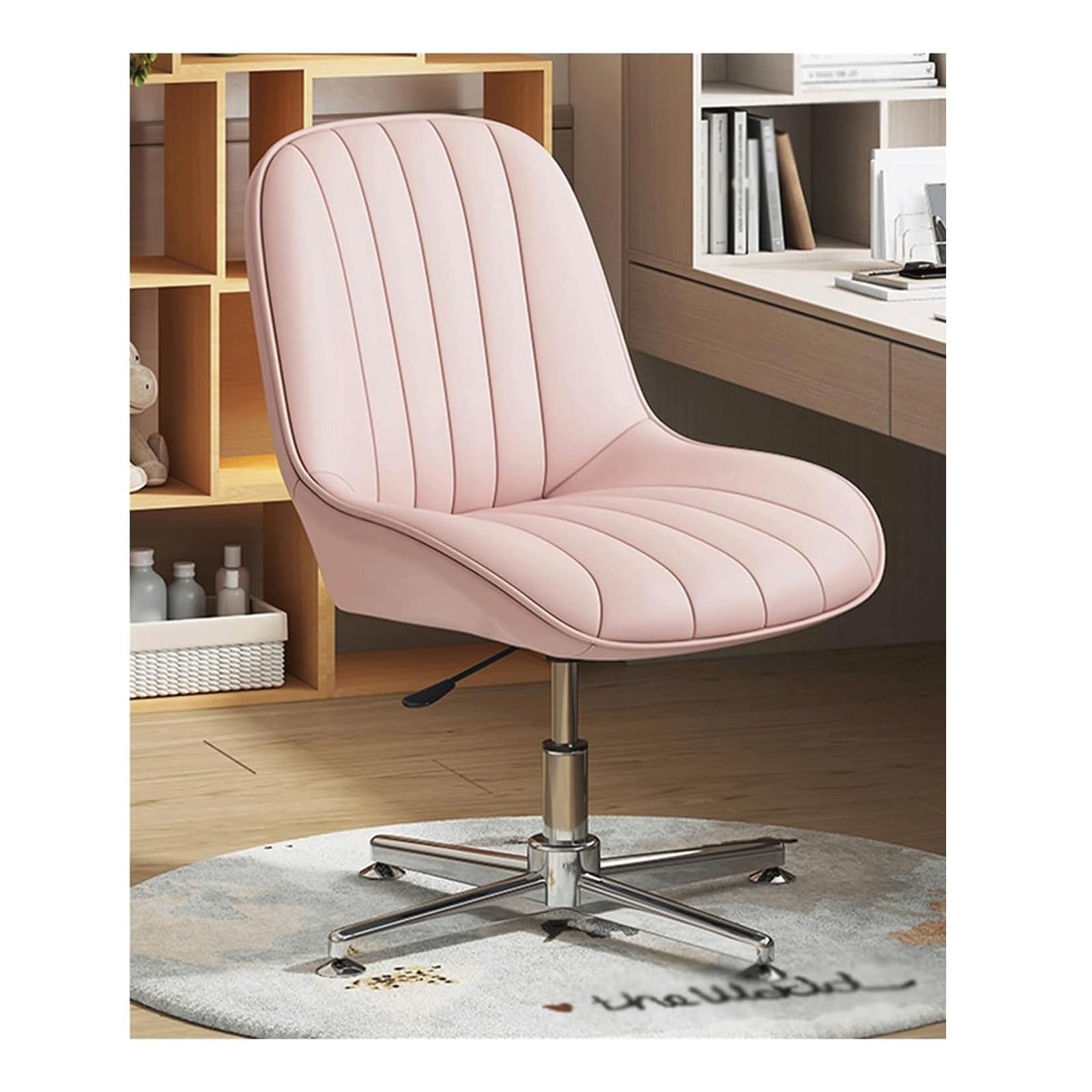Chaise de bureau sans accoudoirs réglable en hauteur similicuir marron
