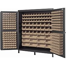 Quantum Storage Systems QSC-BG-72-136IV Heavy-Duty 72" Bin Cabinet, 72" W x 24" D x 84" H, Carbon Steel, Beige with Ivory Bins