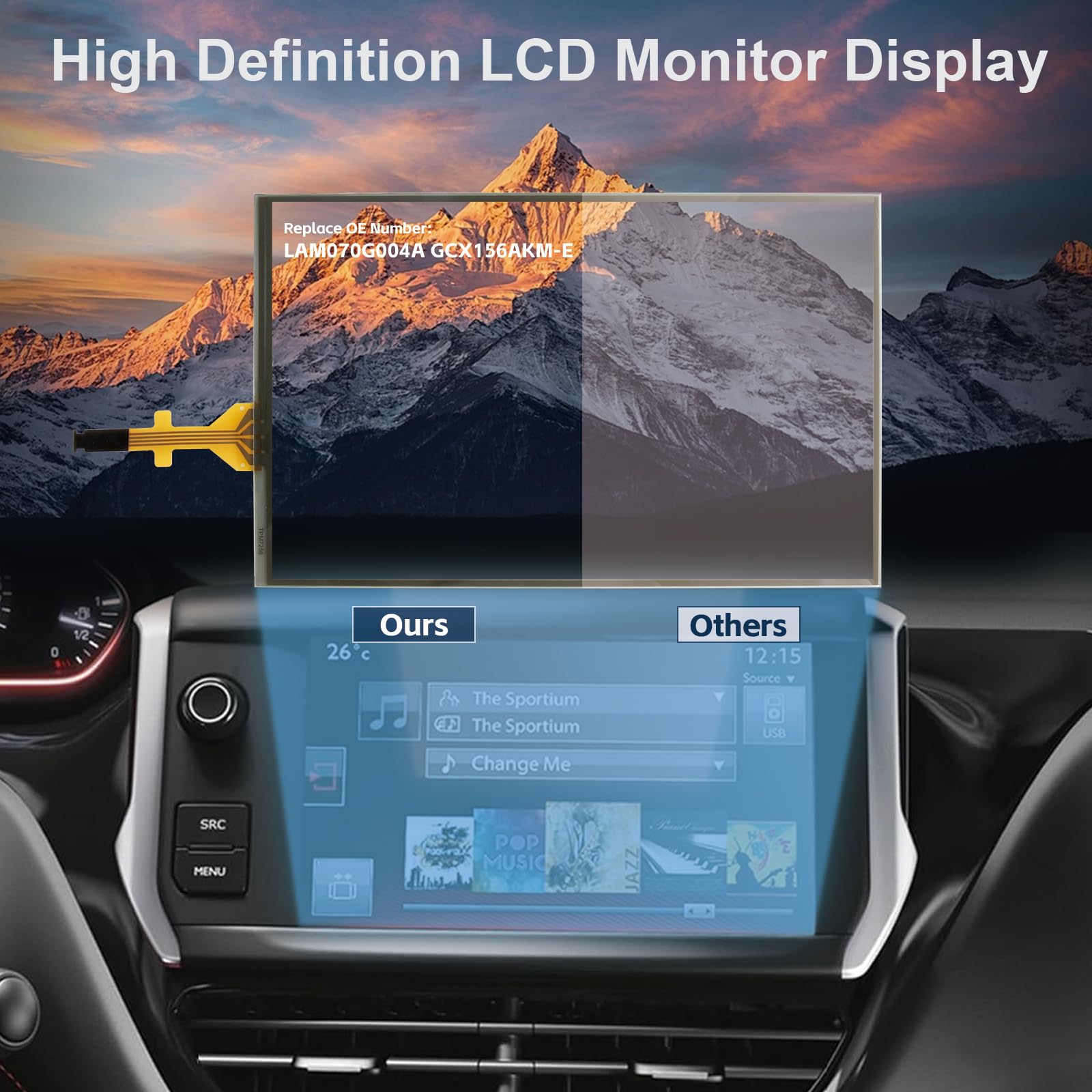 7" per Peugeot 208, 308 Touch Screen per Citroen C5 C4L C3XR 2014-2015 Touchscreen Pannello Vetro con Riparazione Kit, Numero Parte LAM070G004A GCX156AKM-E (non LCD Display)