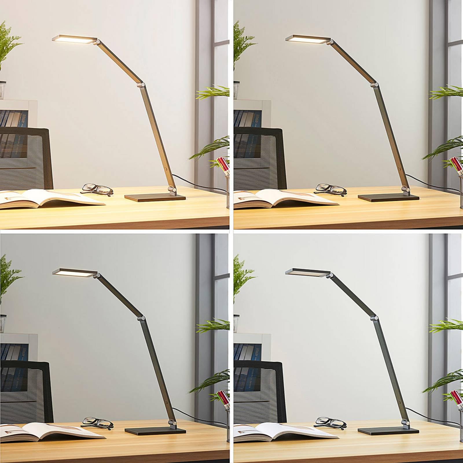 Lucande Lampada da tavolo LED dimmerabile (Moderno) colore Grigio, in Alluminio ad es. Studio & Ufficio lampadina inclusa lampada scrivania a