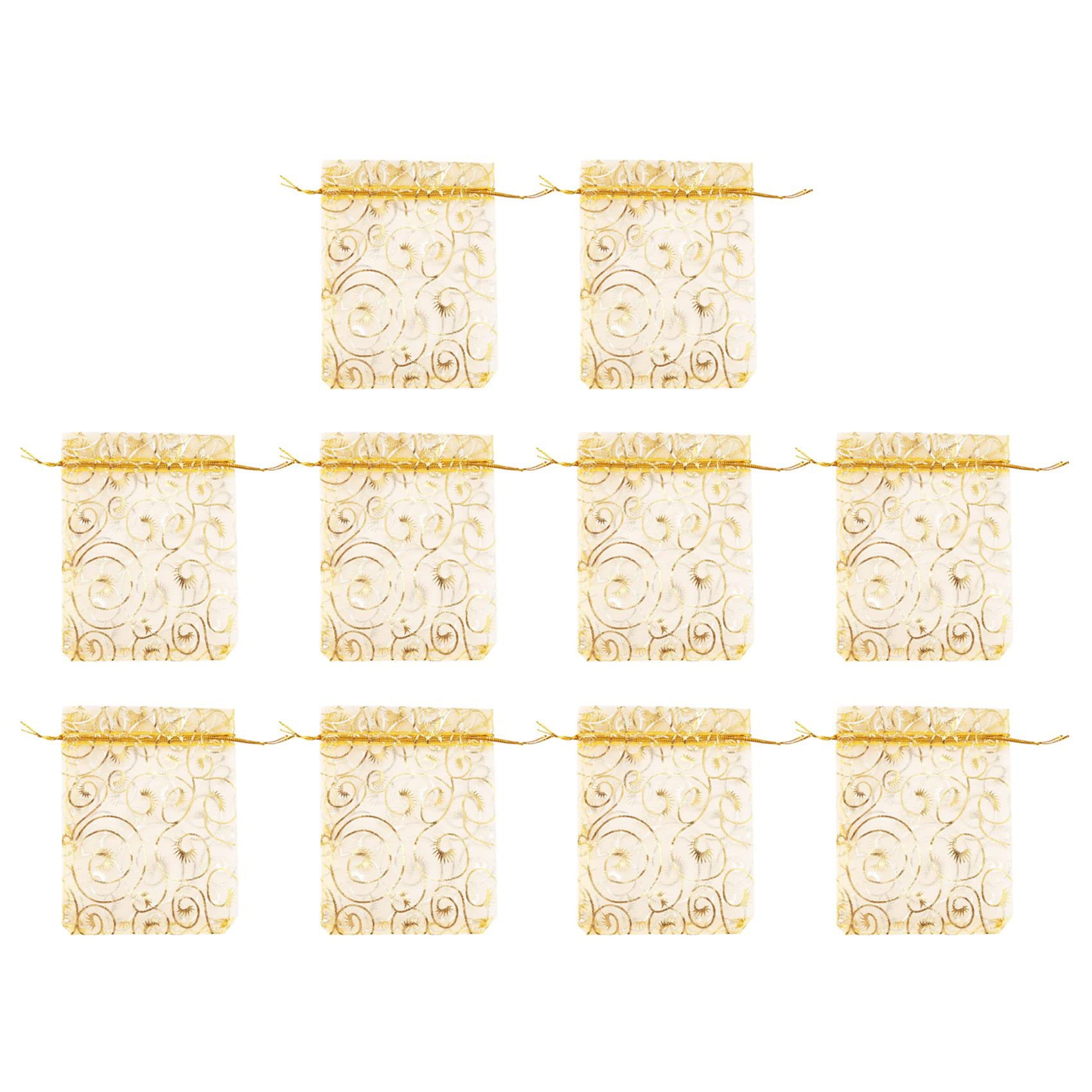 Hndhbfgrt 1000Pcs Champagne Eyelash Organza Drawstring Pouches Jewelry Party Wedding Favor Gift Bags 3.5 inchX4.3 inch