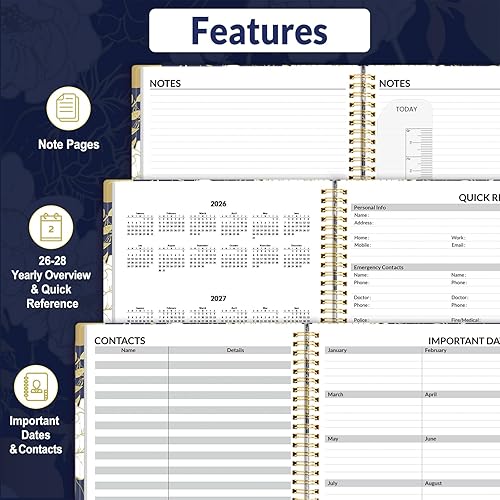 Vista 68 de SUNEE Libro de citas 2026, trimestral por hora, semanal y mensual, de enero de 2026 a diciembre de 2026, planificador semanal de 8.5 x 11 pulgadas