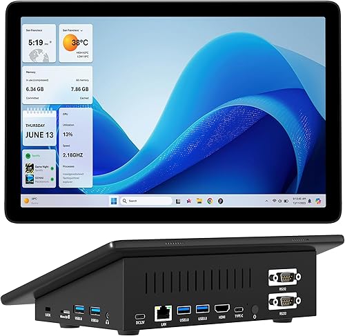 HIGOLEPC MINI PC,10.1 Inch Touchscreen Win 11 Pro Mini Computer, Celeron N5095 8GB RAM/128GB ROM Mini PC with Screen,Dual RS232 HDMI,BT 5.0,WiFi