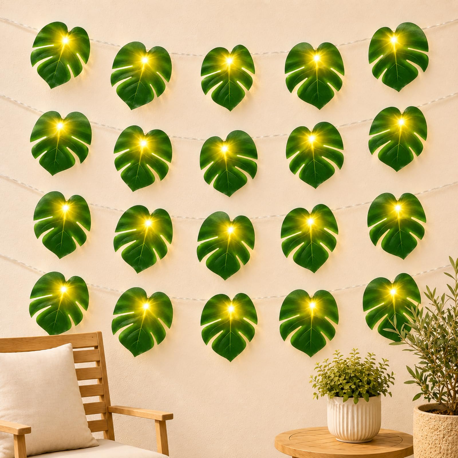 Fairy Lights Palm Leaves 3 m 20 LED Leaves Fairy Lights Battery Operated โ image 1