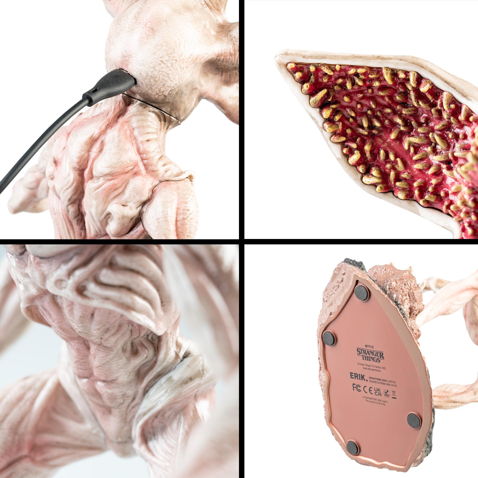 Grupo Erik LED Lampe Stranger Things Demogorgon Licht Deko - Stimmungslicht Schreibtisch 15 x 34 x 19 cm - Nachttischlampe Kinder und Erwachsene Zubehör - Offizieller Stranger Things Merch Fanartikel | Stranger Things Raumdekoration, offizielles Netflix-M