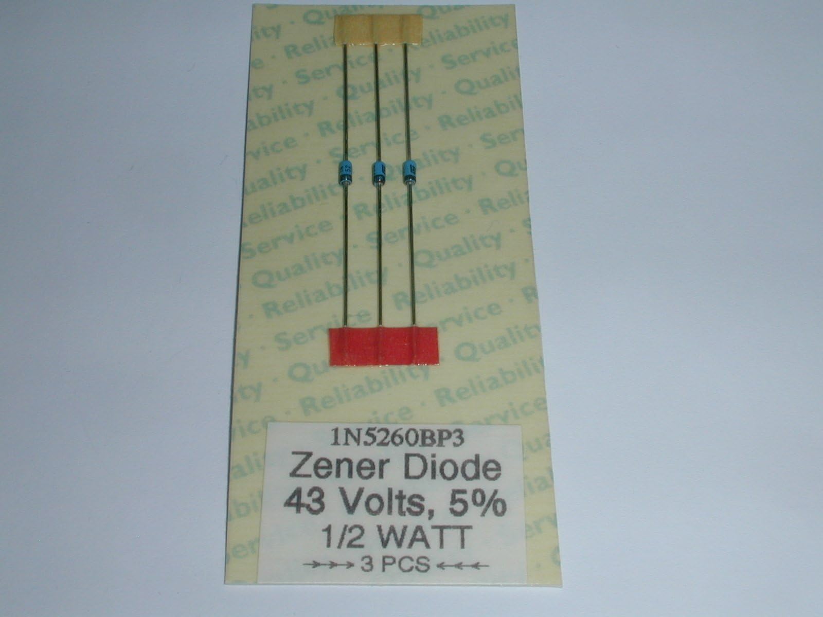 1N5260B Zener Diode 43 Volts 1/2 Watt 5% Tolerance (3 pieces)