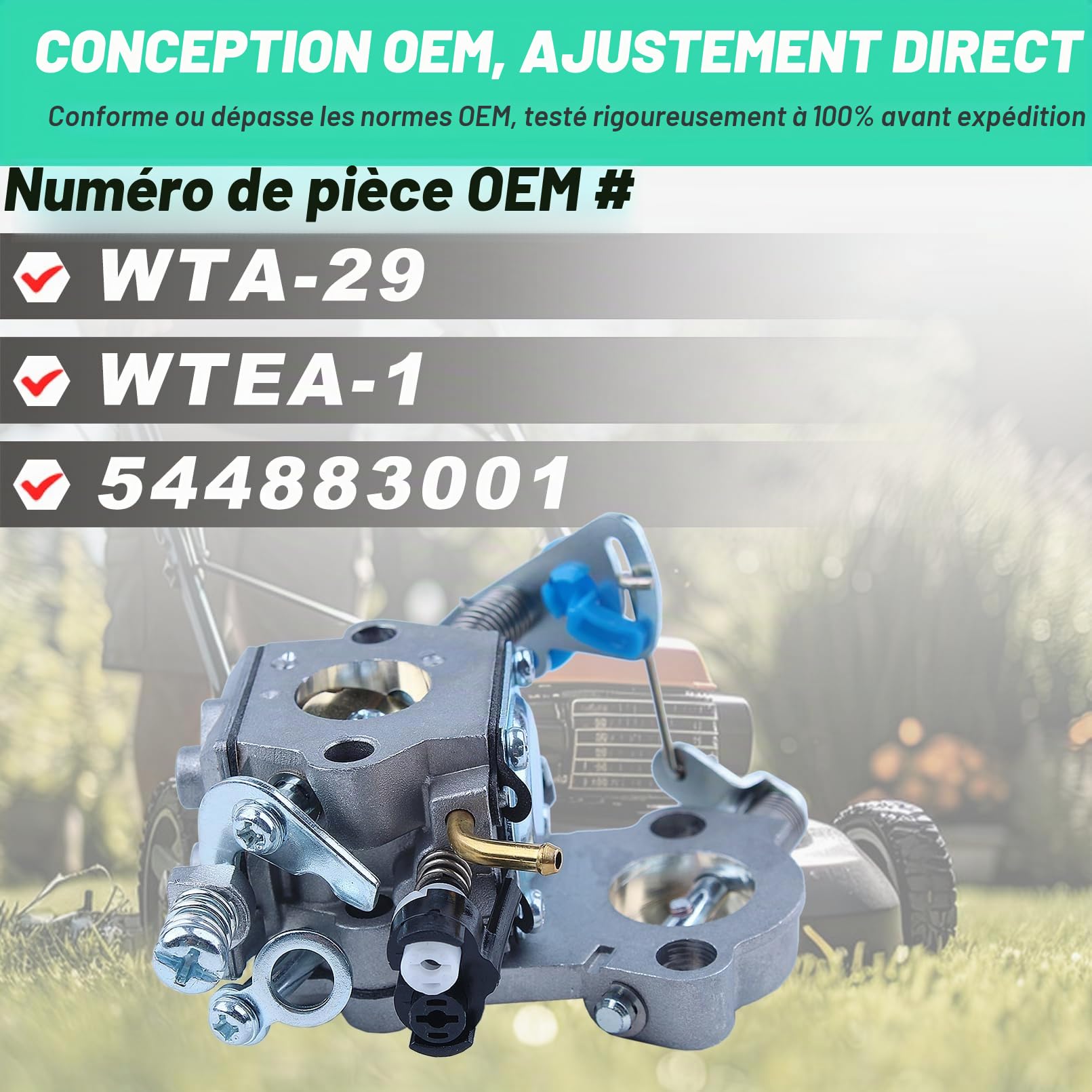 Carburateur Kit pour Husqvarna 455 Rancher 455 E 460 461, Adefol Bougie d'allumage + Poire d'amorçage + Tuyau de Carburant + Filtre à Air, Remplacement WTA-29 WTEA-1 544883001