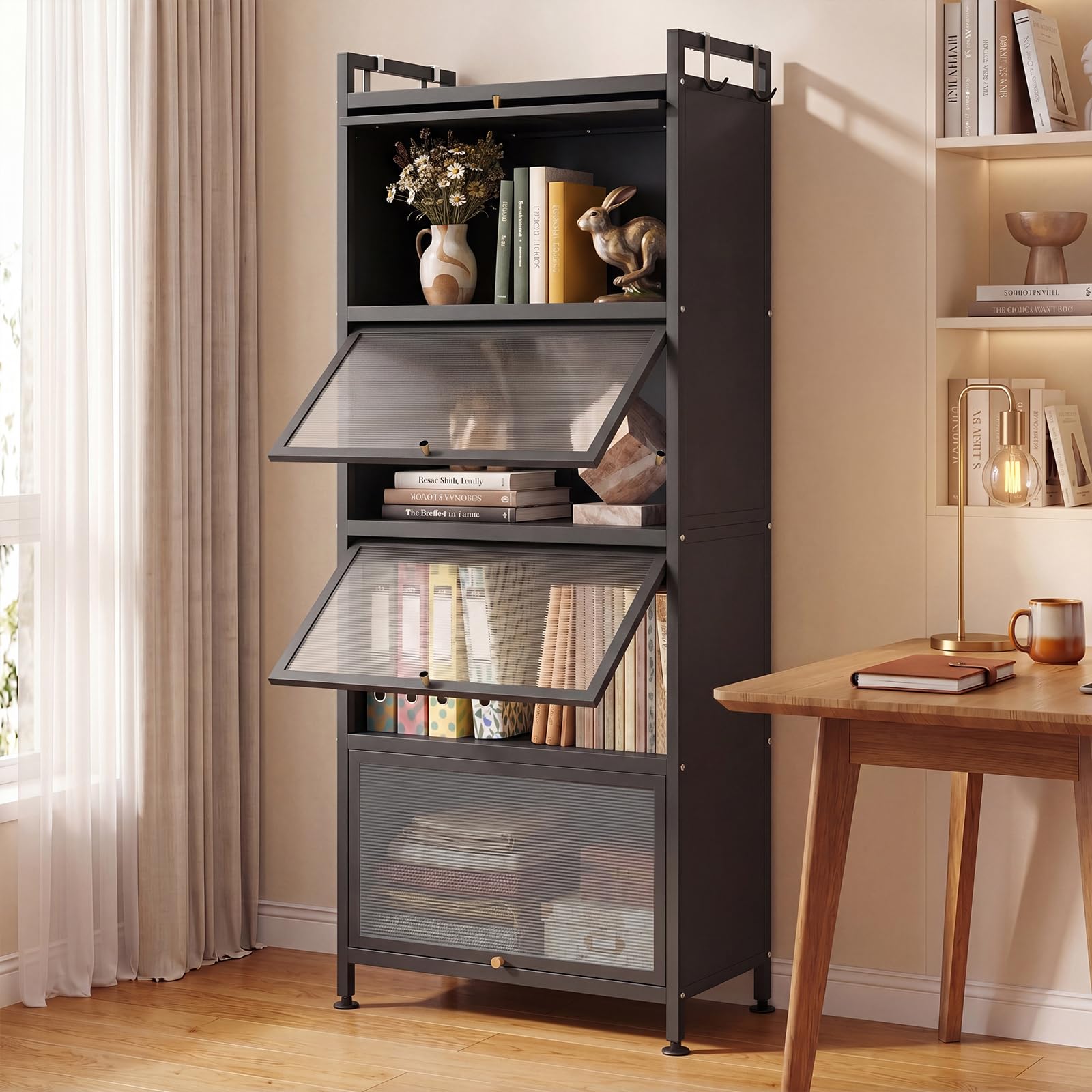 SOARS Mobile Cucina Dispensa a 5 Livelli, 60 X 32 X 153 CM (Nero)