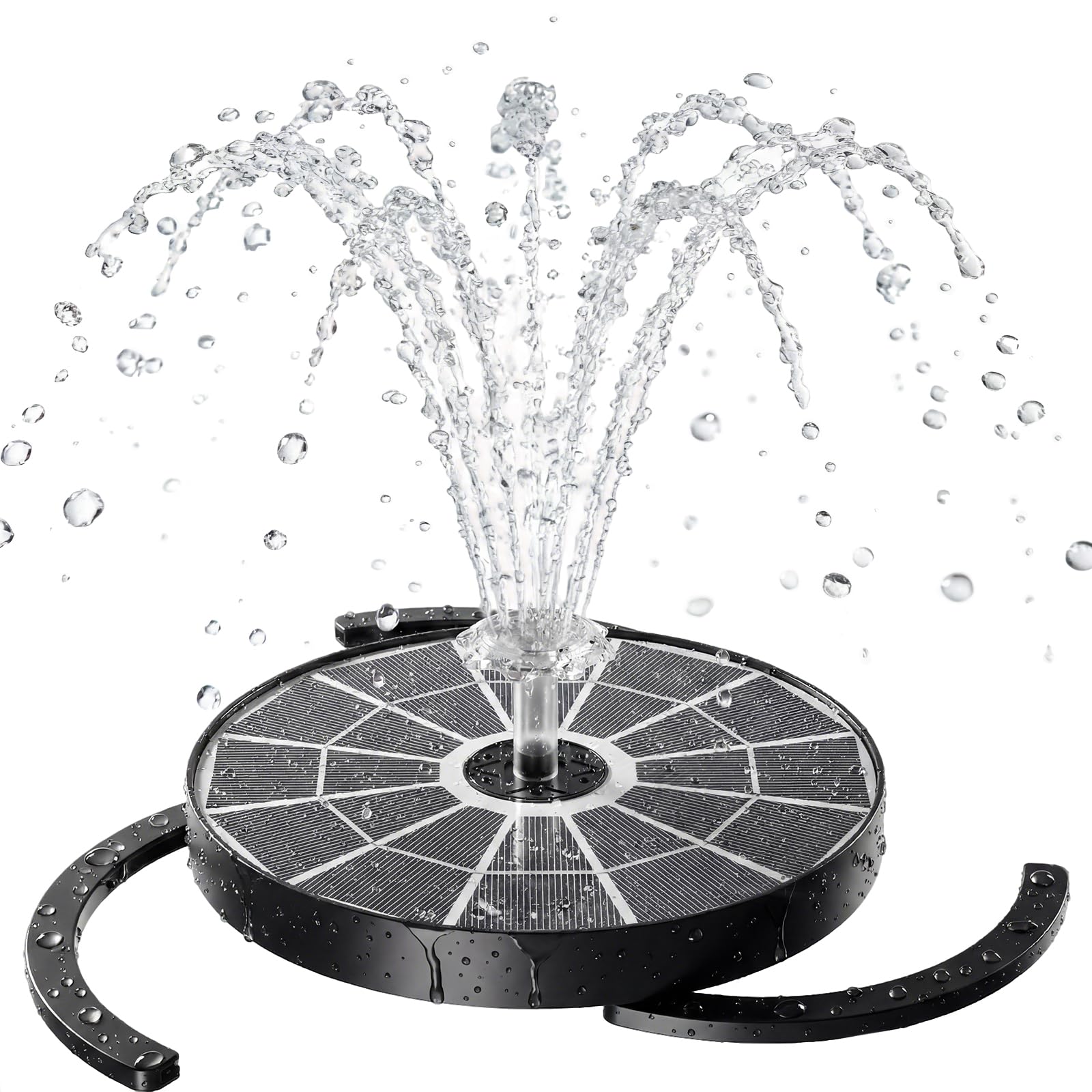 AISITIN Fuente solar para exterior mejorada, 3,7 W, para exteriores, con 4 efectos de pulverización, bomba solar flotante para estanque, bomba de fuente flotante para jardín, baño de pájaros, estanque