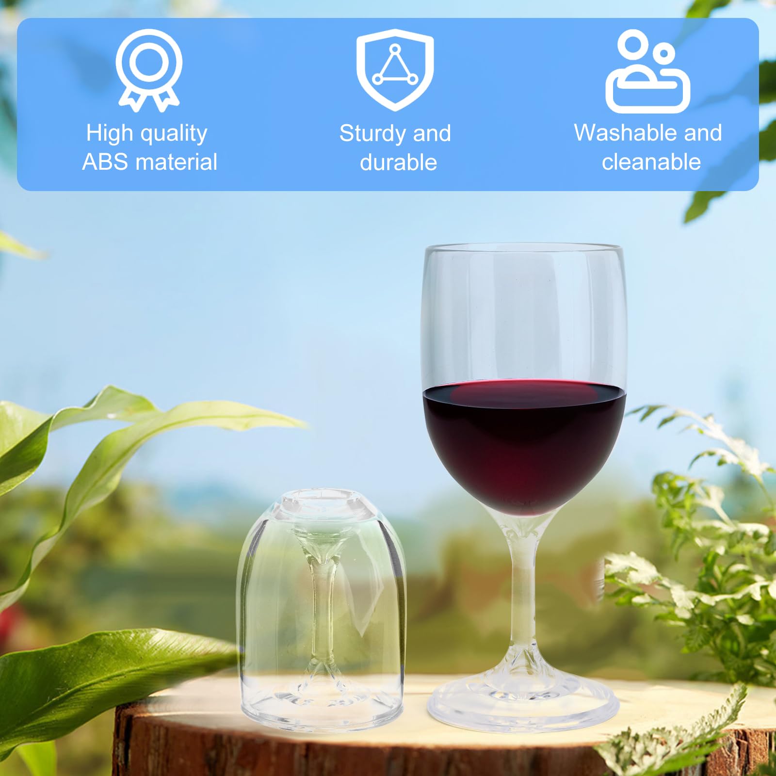 Lot De 2 Verres à Vin En Plastique WANDGU - Réutilisables, Incassables Pour Camping, Pique-Nique Et Fêtes