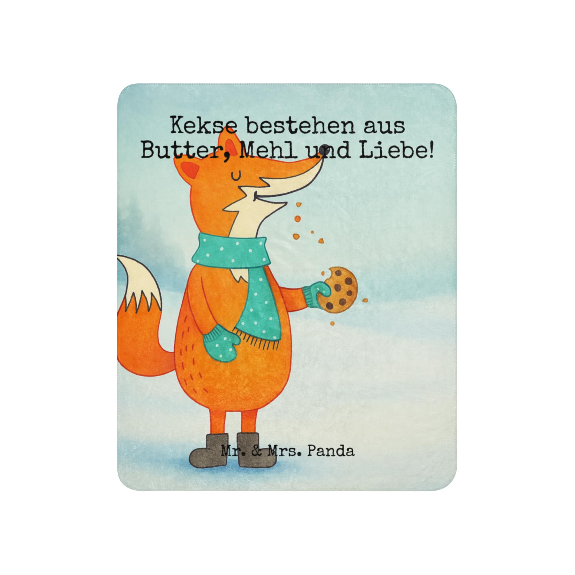Mr. & Mrs. Panda Heimdecke Fuchs Keks Design 130 x 155 cm - Geschenk, Winter, Weihnachtlich, Frieren, Kekse, Plaid, Tagesdecke, Wärmedecke, Decke, Kuscheldecke, Plätzchen