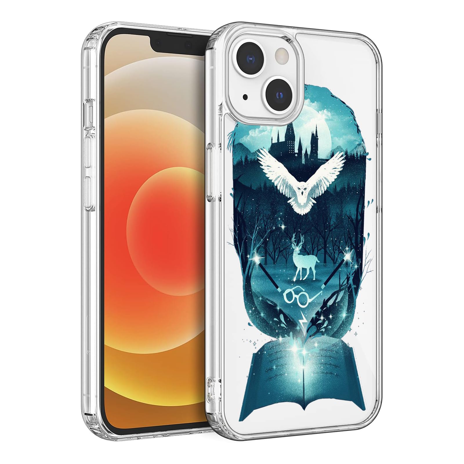 BOXUEZHENU Compatible with Fashion iPhone 13 Case, Protective Shockproof Scratch Resistant Soft TPU Clear Case(Harry-Magic-7)