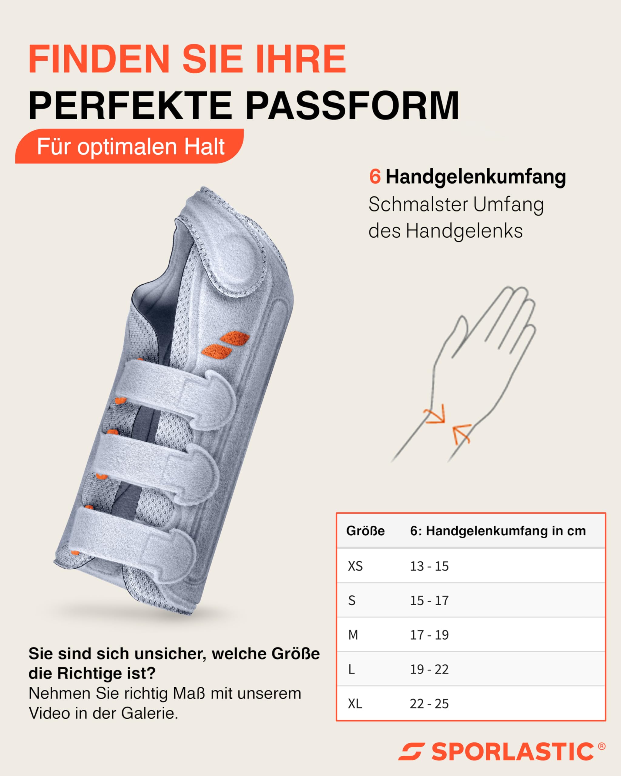 SPORLASTIC – Handgelenkstütze MANU-HiT Carpal Handgelenkbandage links – Orthopädische Karpaltunnel Schiene mit CTS-RELIEF-PAD – Ideal bei Karpaltunnelsyndrom & Sehnenscheidenentzündung - Platinum S
