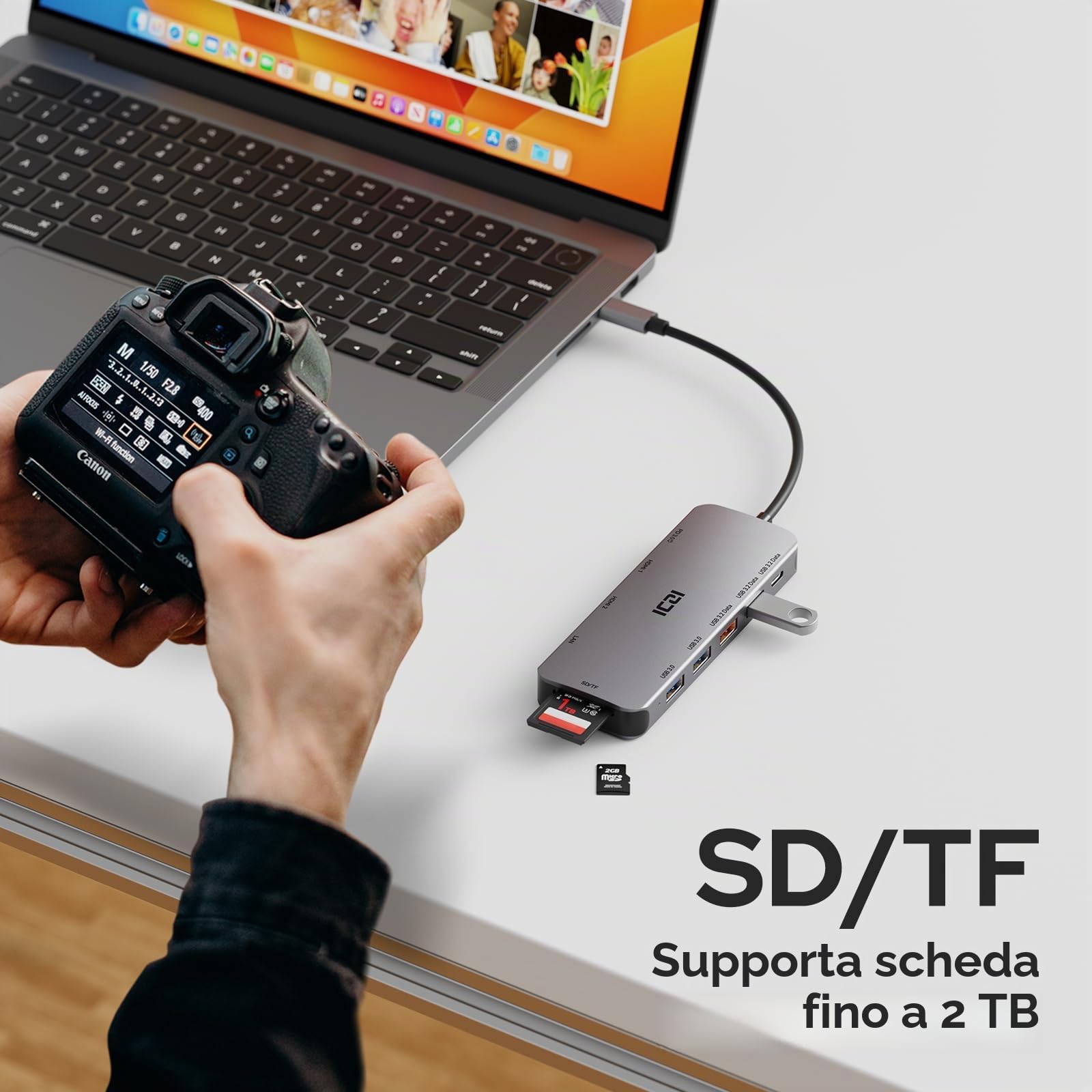 Docking Station Gigabit Ethernet, 11-in-1 USB C Hub con 2 HDMI 4K@30HZ, 2 USB-A 3.0/10Gbps USB C 3.2 e USB A 3.2, PD 100W, SD/TF, 1000M RJ45 Lan, Multiporta USB Adattatore per MacOS e Windows