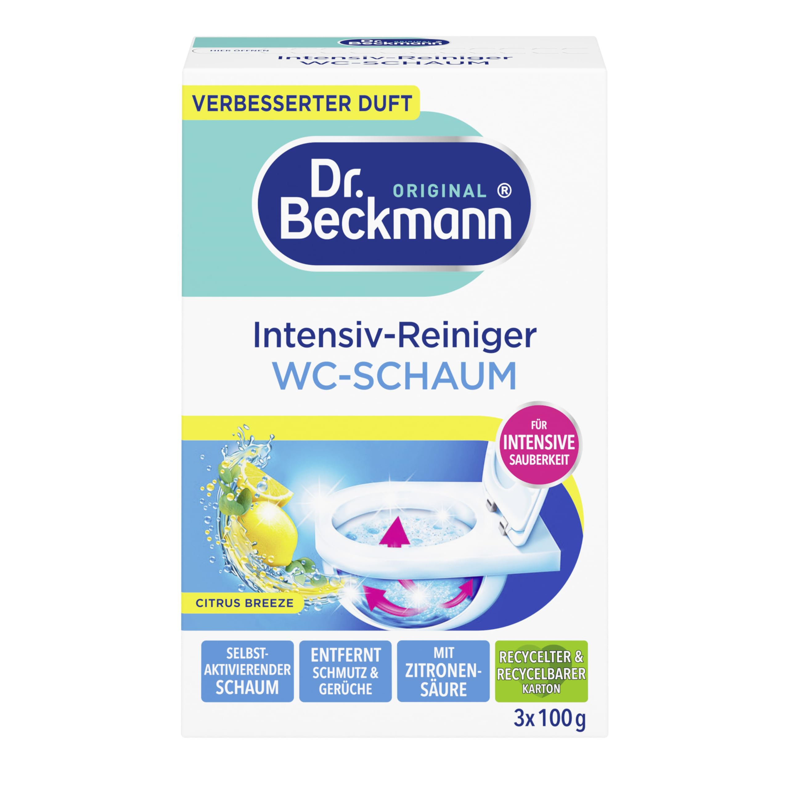 Dr. Beckmann Intensiv-Reiniger Wc-Schaum, Selbstaktivierender Schaum 3x 100 g ( Ein Bild des Artikels zeigt zwei verschiedene Versionen )