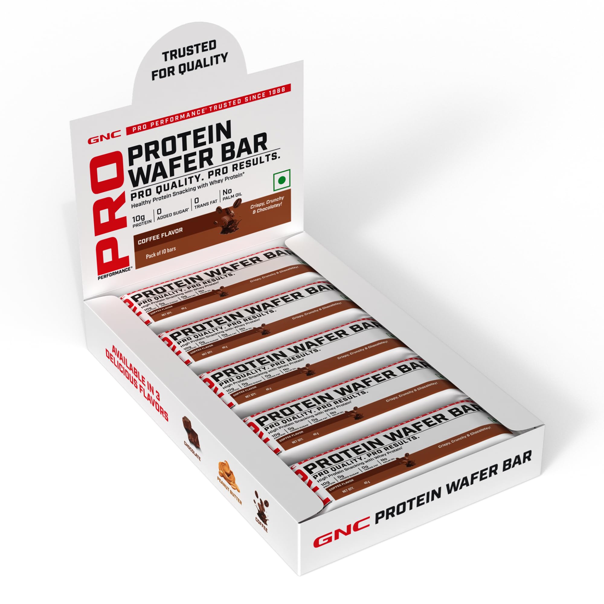GNC Protein Wafer Bar l Pack of 10 | Healthy & Tasty Bites l 10g Pure Whey Protein Snack l High Protein Wafer Bars l Coffee l 0 Trans Fat l 0 Sugar l No Palm Oil-image-22