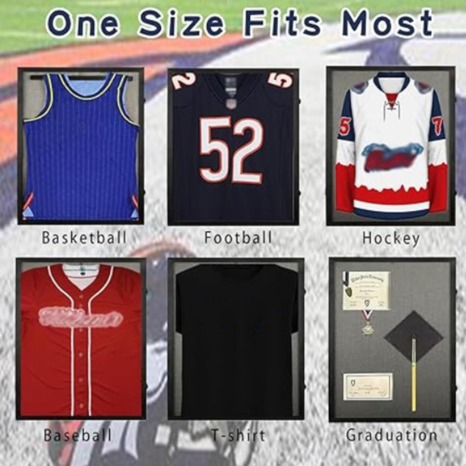 Marco Para Camisetas De Futbol,Marco Camisetas,98% De Protección Contra Los Rayos Uv,Con Tapa Abatible y Cierre Con Llave-80x60cm-Incluye Accesorios De Montaje,Con Perchero(Negro)