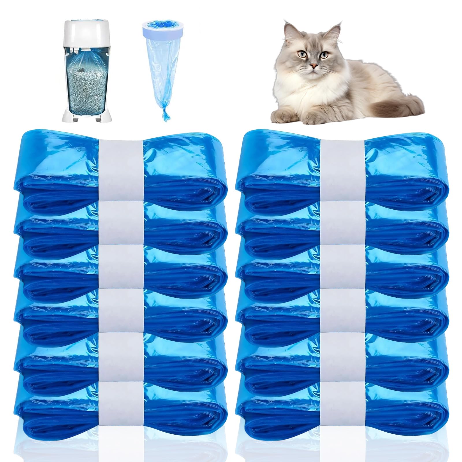 12 Pack Nappy Bin Refills Compatible with Tommee Tippee Simplee Sagenic, Twist & Click & Angelcare, All Nappy Bins and Cat Litter Disposal Buckets