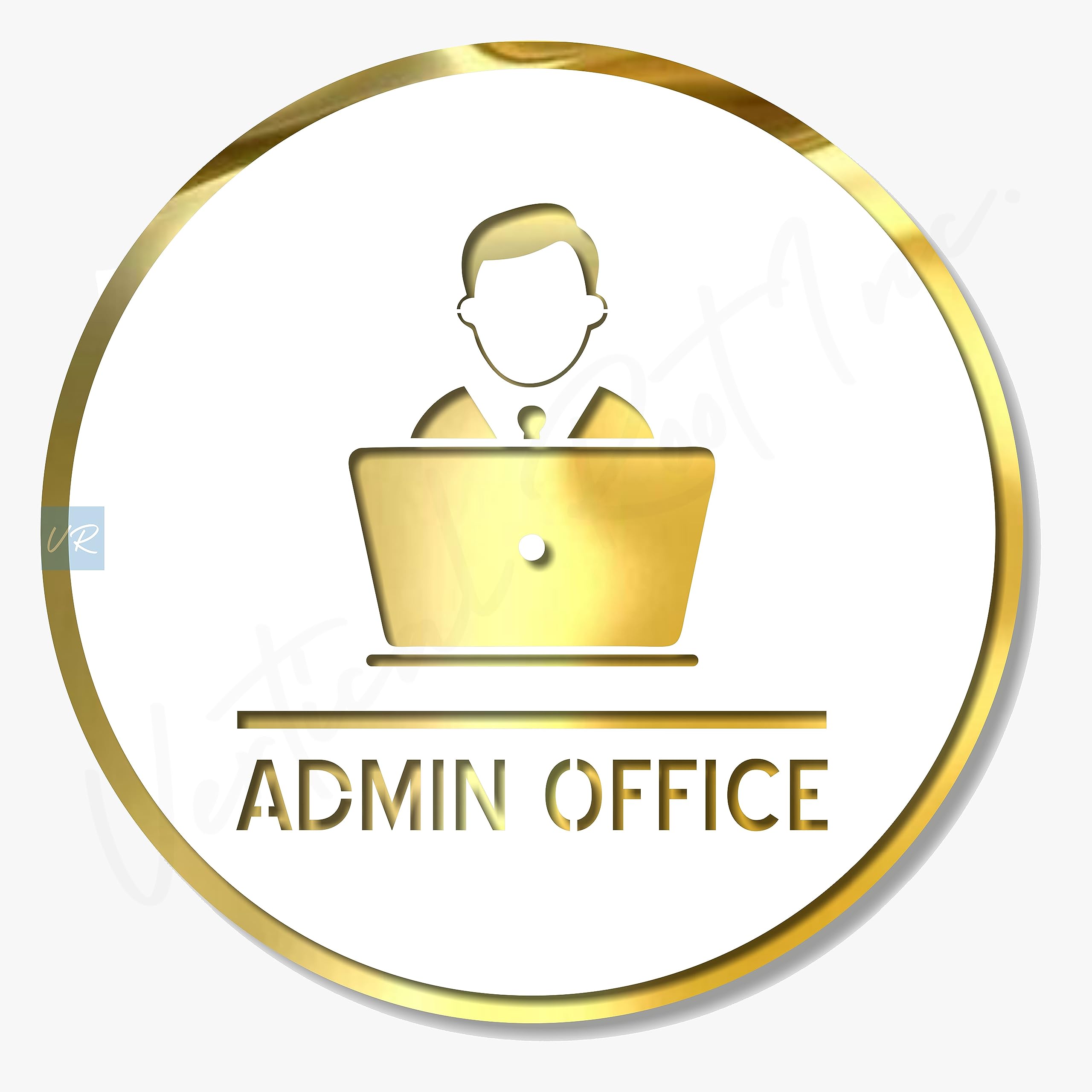 Premium WHITE GOLD Finish AcrylicADMIN OFFICE DOOR Sign Easy to Mount 3M Self-Adhesive Tape Signage for Hotel Office Resort Society Corporate Business Hospital