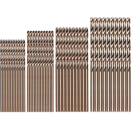 Hymnorq 40 brocas pequeñas de acero cobalto M35, 4 tamaños de 364 pulgadas, 116 pulgadas, 564 pulgadas y 332 pulgadas, punta de división piloto de